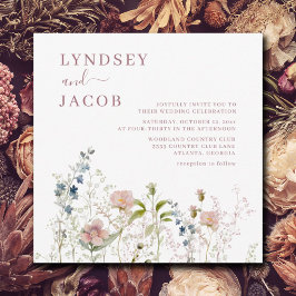 Elegante, rosa Wildblumen Einladung