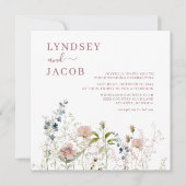 Elegante, rosa Wildblumen Einladung (Vorderseite)