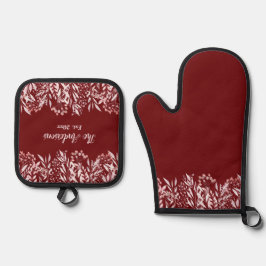 Elegante, rosa Wildblumen Ofenhandschuh & Topflappen-Set