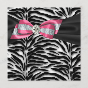 Elegante rosa Zebrastreifen Party Einladungen