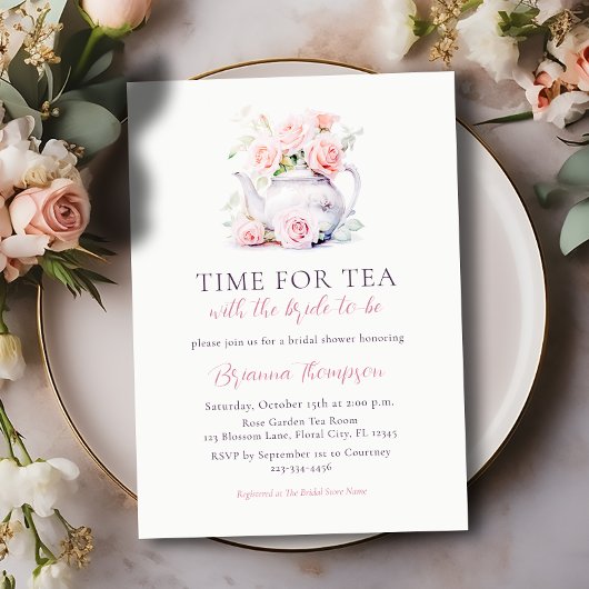 Elegante Rosa Zeit für Tee Brautparty Einladung