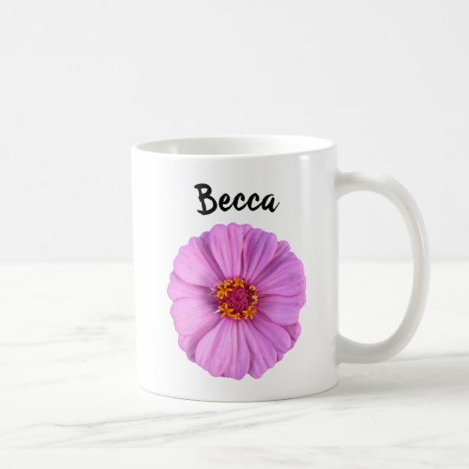Elegante rosa Zinnia-Blume Persönliche Umarmung Kaffeetasse (Rechts)