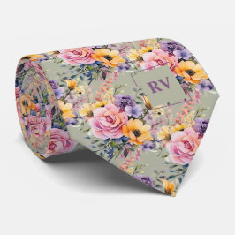 Elegante, rosafarbene Blume Grün des Wassers Krawatte