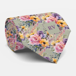 Elegante, rosafarbene Blume Grün des Wassers Krawatte