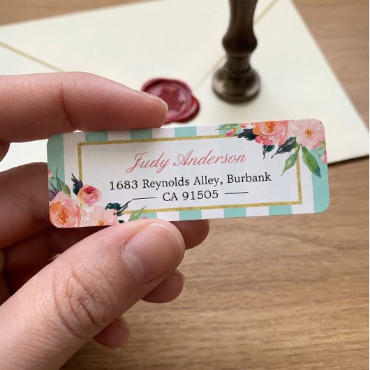 Elegante, rosafarbene Blume Minze Grüne Streifen