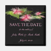 Elegante rosafarbene Blume Speichern Sie das Datum Magnet (Vorne)