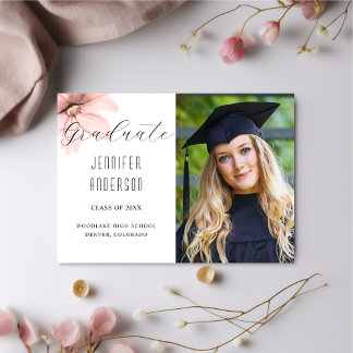 Elegante rosafarbene Blumen-Grad-Foto Ankündigung