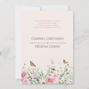 Elegante rosafarbene Blumen-Hochzeitseinladung zwe Einladung