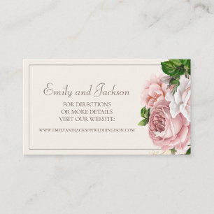 Elegante rosafarbene Blumen-Hochzeitswebsite Visitenkarte