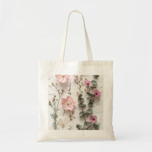 Elegante rosafarbene Blumen-Tasche aus Botanik Tragetasche
