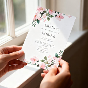 Elegante rosafarbene Blumenhochzeits-Einladung Einladung