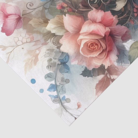 Elegante rosafarbene Blumenzwirnblätter Seidenpapier (Detail)