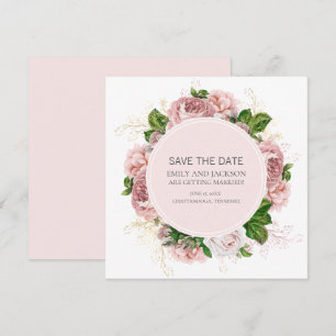 Elegante rosafarbene Blumige Weiße Hochzeit-Save-D Einladung