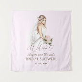 Elegante, rosafarbene Braut als Brautparty Wandteppich (Vorderseite)