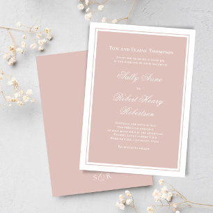 Elegante rosafarbene einfache Schrift Hochzeit  Einladung