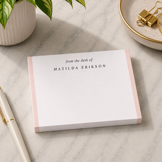 Elegante, rosafarbene Feminine vom Schreibtisch Post-it Klebezettel