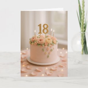 Elegante rosafarbene Floral-18-Geburtstagstorte Karte
