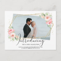 Elegante rosafarbene Floral-Elopement-Bekanntmachu