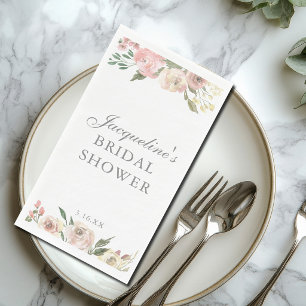 Elegante rosafarbene Floral-Hochzeitsdusche Serviette