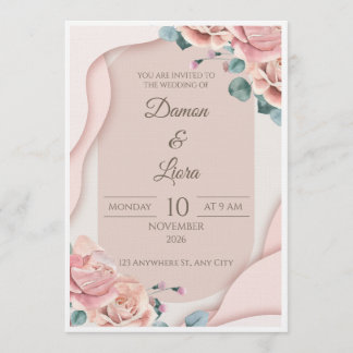 Elegante rosafarbene Floral-Hochzeitseinladungsvor Einladung