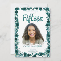 Elegante rosafarbene Floral-Quinceañera-Einladung