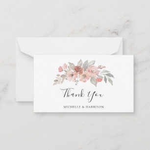 Elegante rosafarbene florale Aquarell-Hochzeit Mitteilungskarte
