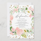 Elegante, rosafarbene, florale Bestätigung Einladung (Vorderseite)