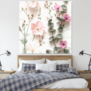 Elegante rosafarbene florale botanische Leinwandku Leinwanddruck