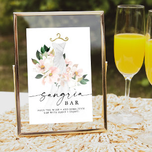 Elegante rosafarbene florale Brautparty-Sangria-Ba Poster