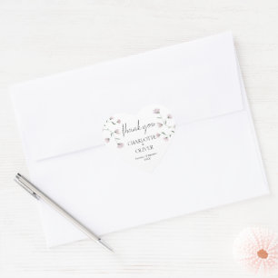 Elegante rosafarbene florale Herz-Hochzeits-Dankes Herz-Aufkleber