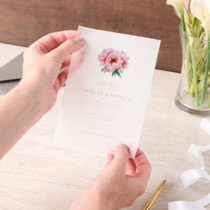 Elegante rosafarbene florale Hochzeits-Einladung Pergament Einladungen