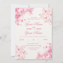 Elegante rosafarbene florale Hochzeitseinladung Einladung