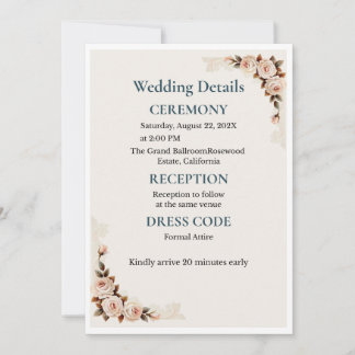 Elegante rosafarbene Florale Hochzeitseinladung Einladung