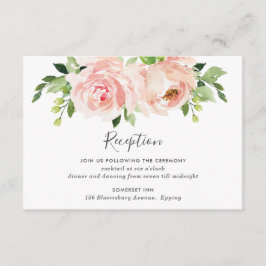 Elegante, rosafarbene, florale Hochzeitsempfehlung Begleitkarte
