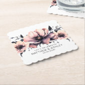 Elegante, rosafarbene, florale Hochzeitsempfehlung Untersetzer (angewinkelt)