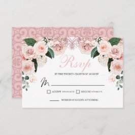 Elegante, rosafarbene, florale UAWG-Umschließkarte RSVP Karte