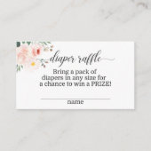 Elegante rosafarbene, florale Windelkarte Begleitkarte (Vorderseite)