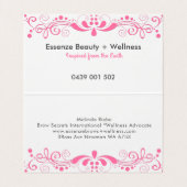 Elegante, rosafarbene, florale Wirbel Lace Busines Visitenkarten (Innenseite Aufgefaltet)