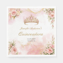 Elegante rosafarbene Floralkrone mit Gold für Quin
