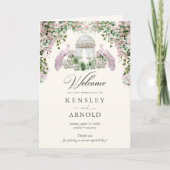 Elegante rosafarbene Garten-Hochzeitsmappe gefalte Programm (Vorderseite)