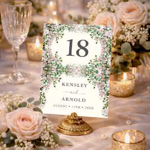 Elegante rosafarbene Garten-Hochzeitstisch-Nummer Tischnummer