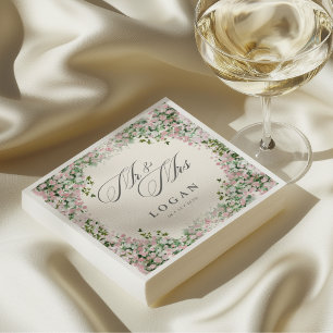 Elegante rosafarbene Gartenhochzeit Serviette