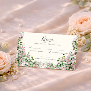 Elegante rosafarbene Gartenhochzeits-RSVP-Karte RSVP Karte
