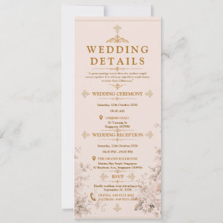 Elegante rosafarbene Gold-Blumen-Hochzeit im Vinta Einladung