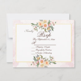 Elegante rosafarbene Hochzeits-RSVP-Karte mit Blum Einladung