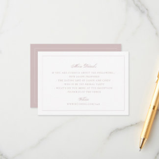 Elegante rosafarbene Hochzeits-Webseite Details Begleitkarte