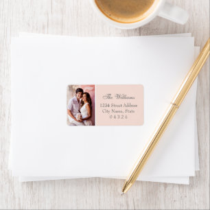 Elegante rosafarbene Hochzeitsfoto-Adresse Adressaufkleber