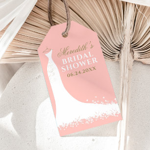 Elegante rosafarbene Hochzeitskleid-Hochzeitsdusch Geschenkanhänger