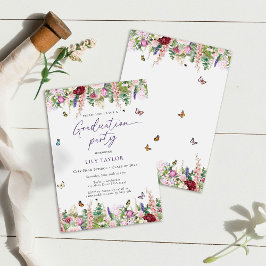 Elegante rosafarbene Lila Blumenstuhlparty Einladung