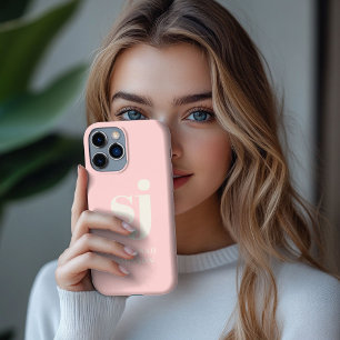 Elegante rosafarbene Monogramm-Initialen  iPhone 13 Pro Max Hülle